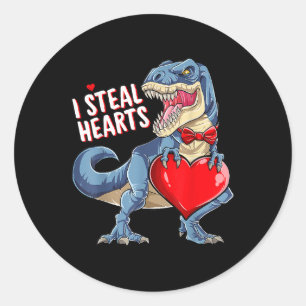 Sticker Rond Valentines Jour Dinosaure I Voler Coeurs T rex Gar