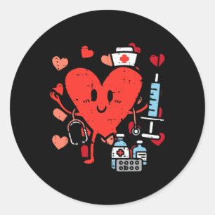 Sticker Rond Valentines Jour Infirmière Coeur amusant Soins inf