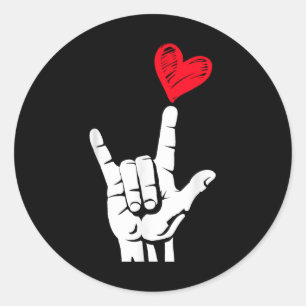 Sticker Rond Valentines Jour Je T'Aime Main Signer Al Coeur Fem