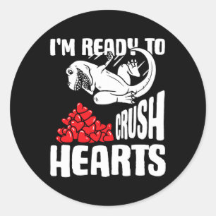 Sticker Rond Valentines Jour Lutte Dinosaure Je Suis Prêt À Cru