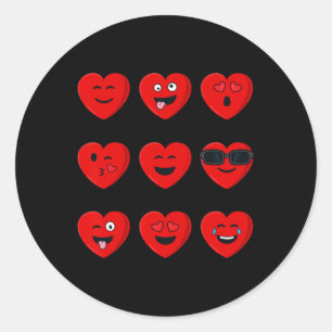 Sticker Rond Valentines Jour Silly Visages Coeurs Amusants Garç