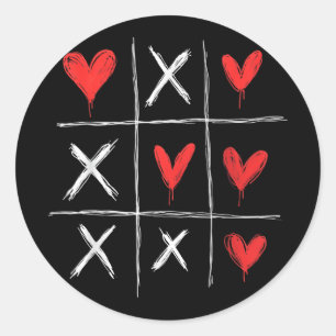 Sticker Rond Valentines Jour Tic-tac-toe Xo-xo Funny Valentines