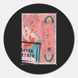 Sticker Rond Valentines Philatelist Forever Love Postal Timbre