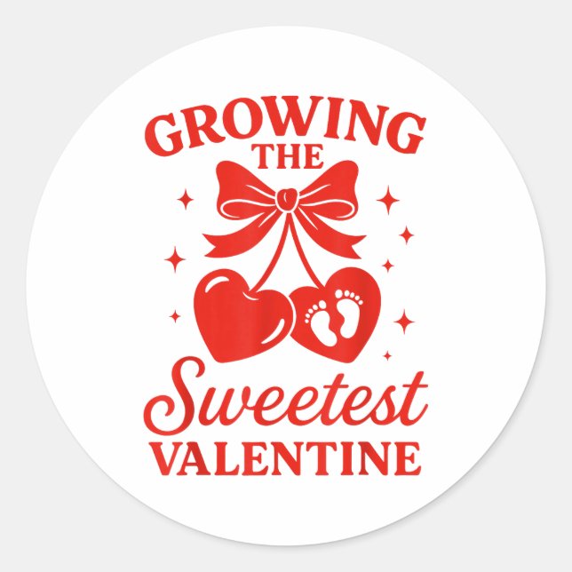 Sticker Rond Valentines Pregnancy Announcement Growing Sweetest (Devant)