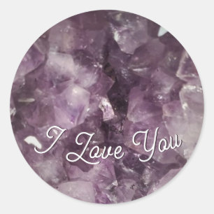 Sticker Rond Valentines Purple Améthyste cristal
