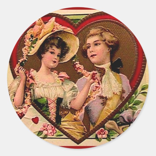 Sticker Rond Valentines victoriennes Couple (Devant)