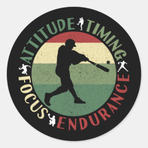 Sticker Rond Valeurs d'équipe de baseball motivationnelles