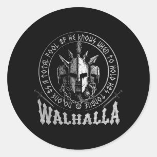 Sticker Rond Valhalla Odin Viking Motif