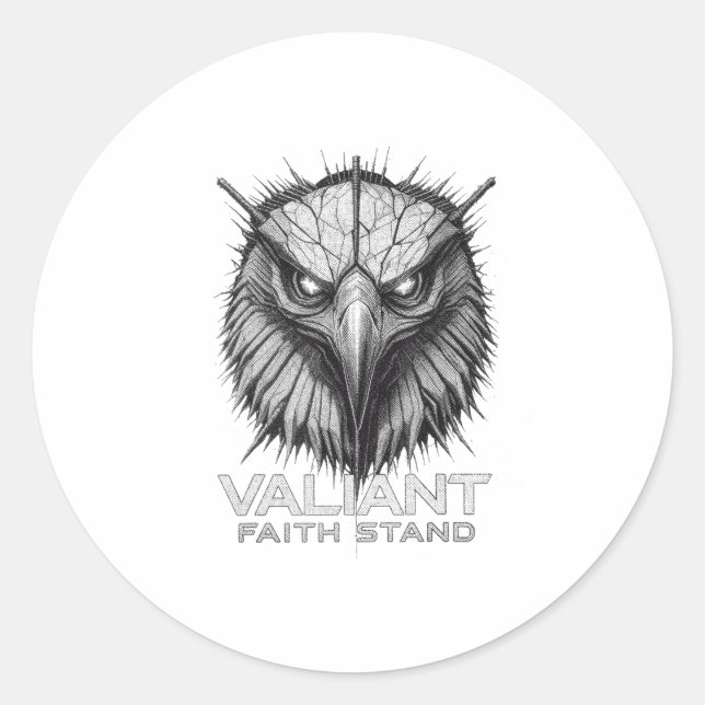 Sticker Rond Valiant Faith Stand Eagle Christian Courage Streng (Devant)