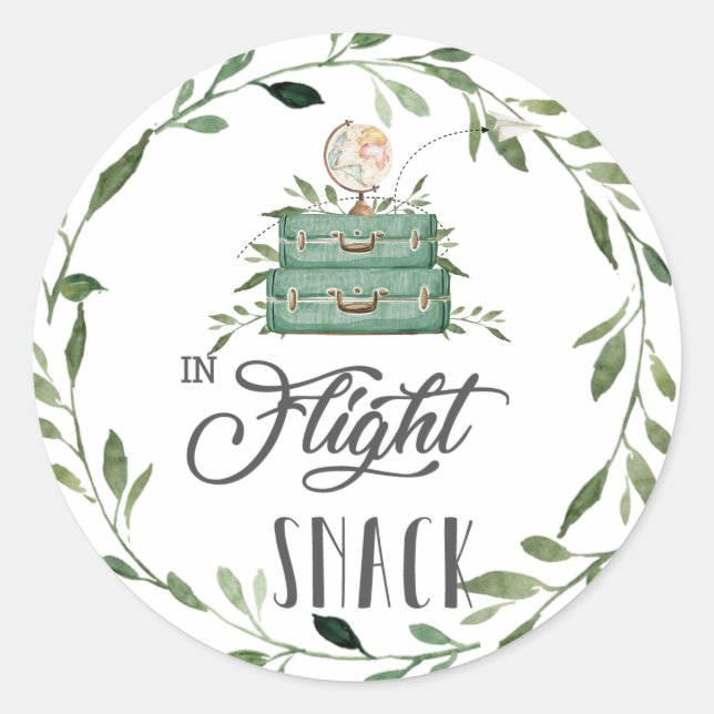 Sticker Rond Valise de l'aventure de verdure Favor snack en vol (Devant)