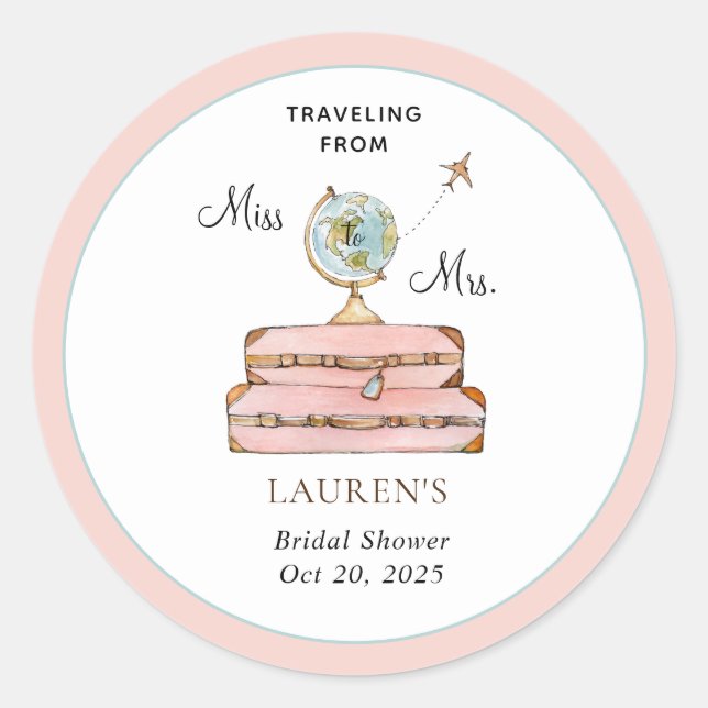 Sticker Rond Valises de voyage Cadeau de mariage  (Devant)
