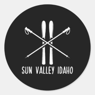 Sticker Rond Vallée du Soleil Idaho Ski Skiing Skis Skieur Vaca