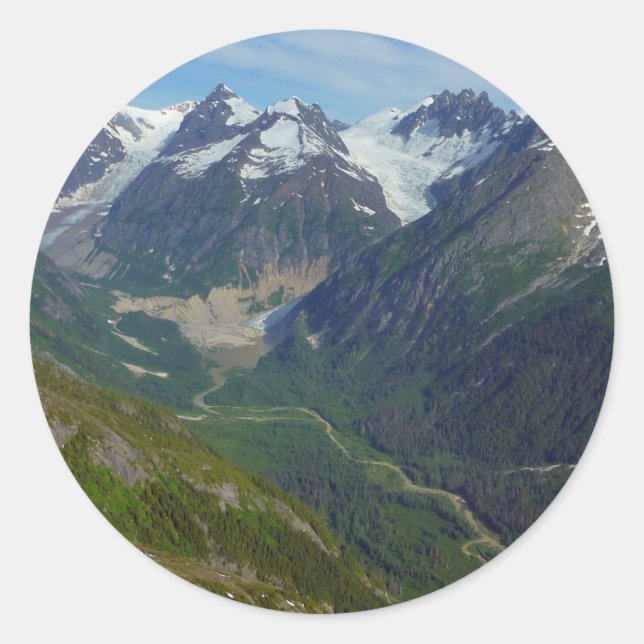 Sticker Rond Vallée glaciaire alaskienne (Devant)
