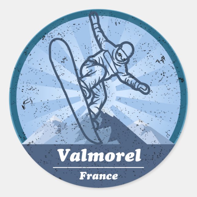 Sticker Rond Valmorel Station de ski - Snowboard (Devant)