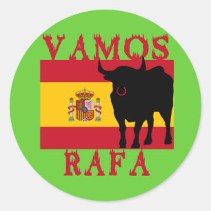 Sticker Rond Vamos Rafa avec drapeau d'Espagne