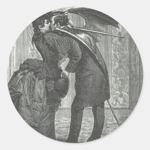 Sticker Rond Vampire à ailes victorien/gothique d'un baiser
