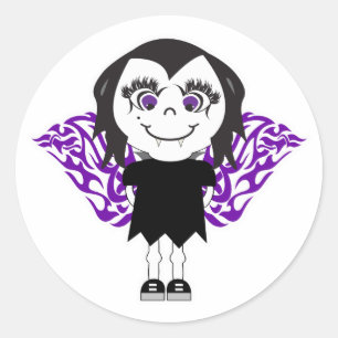 Sticker Rond Vampire Angel Girl Tribal Wings