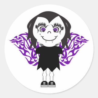 Sticker Rond Vampire Angel Girl Tribal Wings