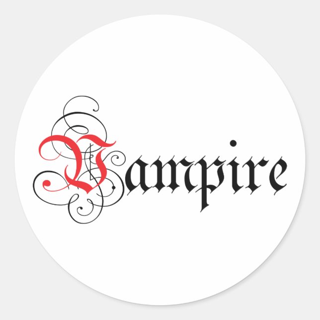 Sticker Rond Vampire calgraphique (Devant)