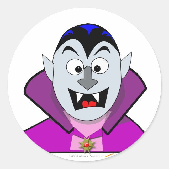 Sticker Rond Vampire caricature de la belle Halloween (Devant)