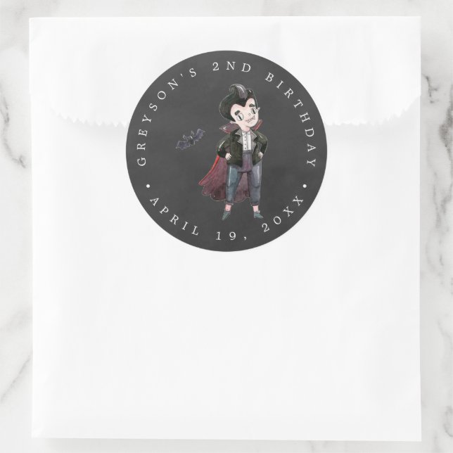Sticker Rond Vampire | Faveur de fête d'anniversaire Halloween (Sac)