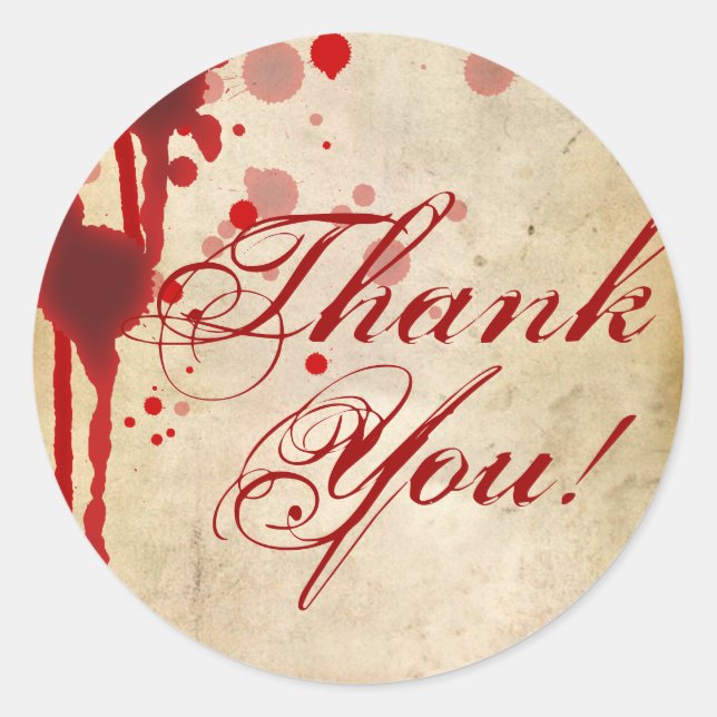 Sticker Rond Vampire Halloween Merci Mariage faux sang rouge (Devant)
