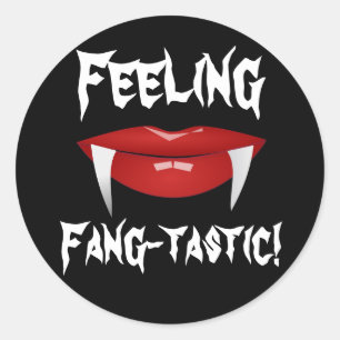 Sticker Rond Vampire Lèvres et les doigts "Sentent Fang-Tastic