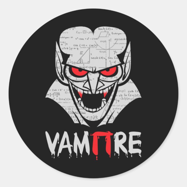 Sticker Rond Vampire Pi Costume Halloween Funny Math Science Te (Devant)