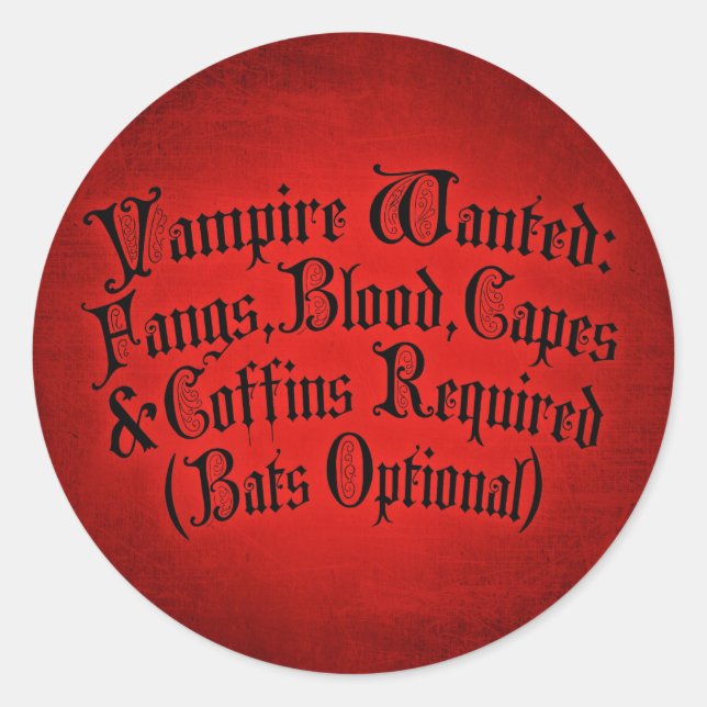 Sticker Rond Vampire Recherché (Devant)