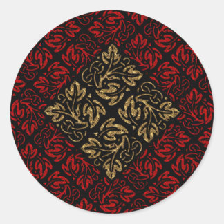 Sticker Rond Vampire Red and Gold Damask Gothic Art