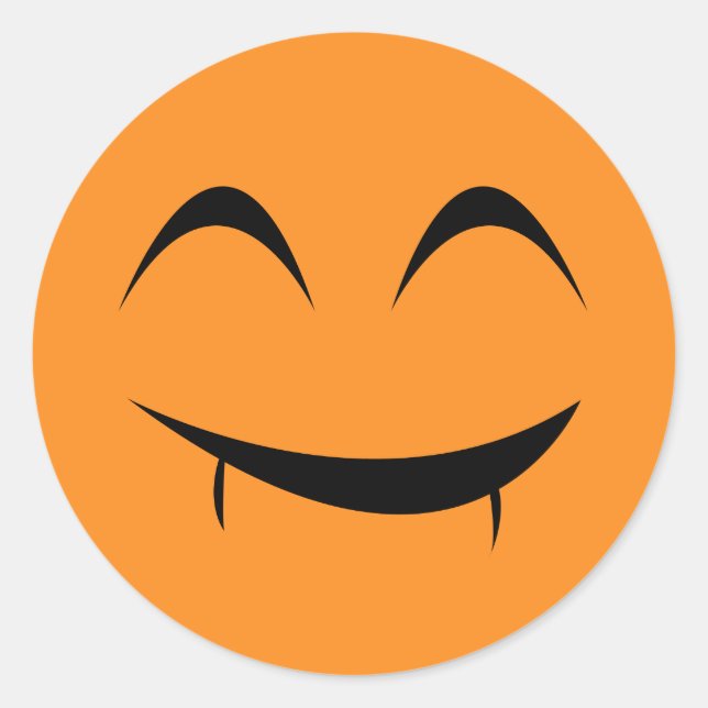 Sticker Rond Vampire smile Jack-o'-lantern orange Halloween (Devant)