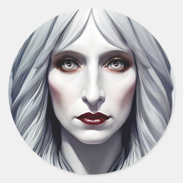 Sticker Rond Vampire sorcière femme Imaginaire art noir (Devant)