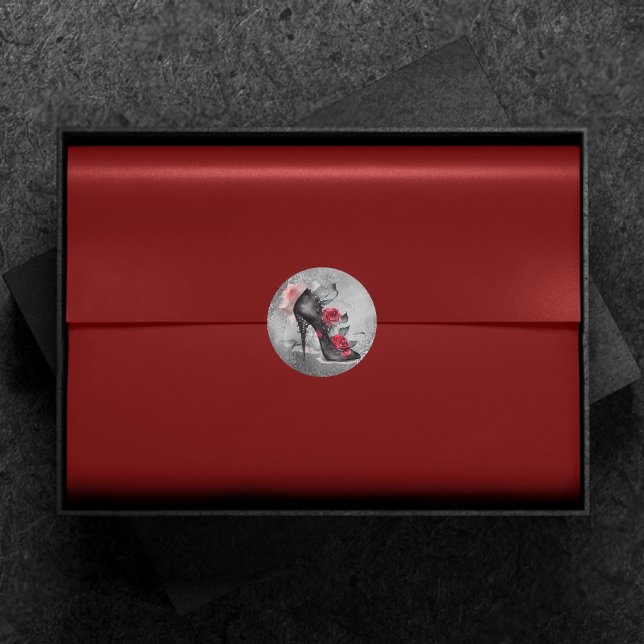 Sticker Rond Vampy Spike Stiletto | Rouge Rose Haut-talon Grung (Créateur téléchargé)