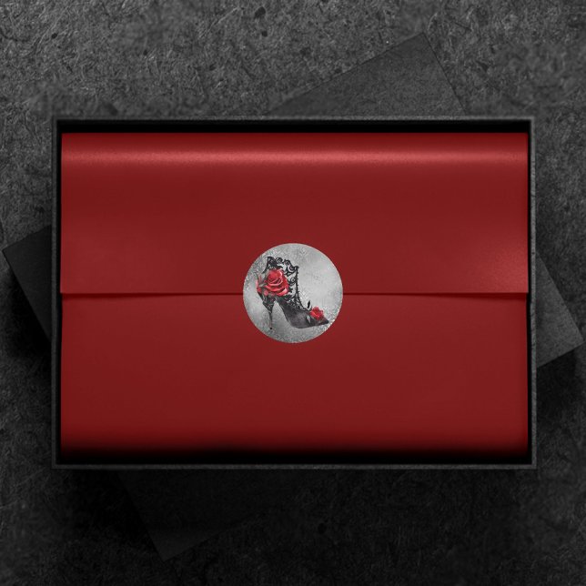 Sticker Rond Vampy Vogue Grunge | Stiletto Lace Bootie Roses (Créateur téléchargé)