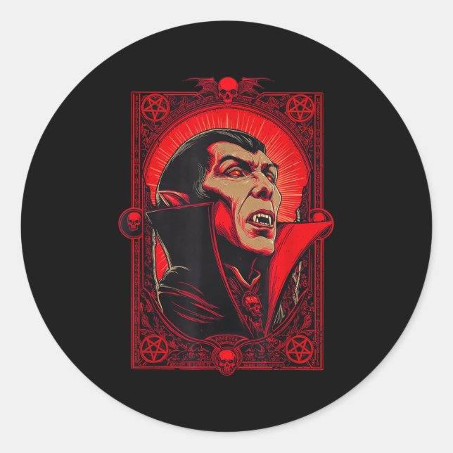Sticker Rond Vamre Dracula Gothique Horreur Art -halloween Vamr (Devant)