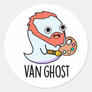 Sticker Rond Van Ghost Funny Artiste Ghost Pun