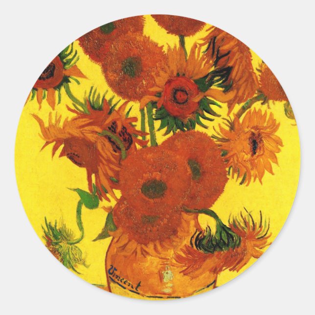 Sticker Rond Van Gogh 15 Tournesols (Devant)