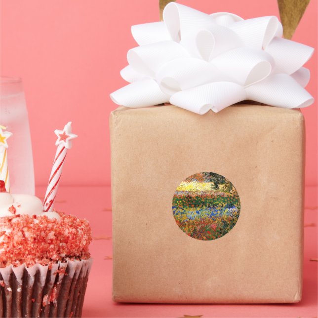 Sticker Rond Van Gogh - Flower Garden, fine art painting, (Fête)