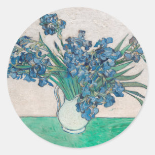 Sticker Rond Van Gogh Iris Vase Peinture Impressionnisme