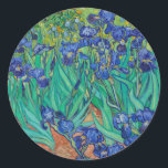 Sticker Rond Van Gogh Irises. Impressionnisme vintage floral bl<br><div class="desc">Colonne Van Gogh "Irises". L'art de l'impressionnisme floral bleu.</div>