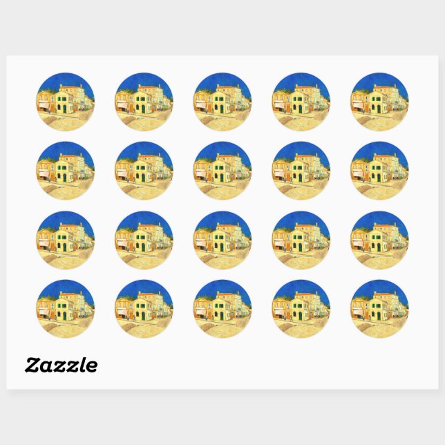 Sticker Rond Van Gogh, La Maison Jaune,  (Feuille)