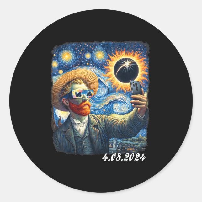Sticker Rond Van Gogh Nuit Étoilée Totale (Devant)