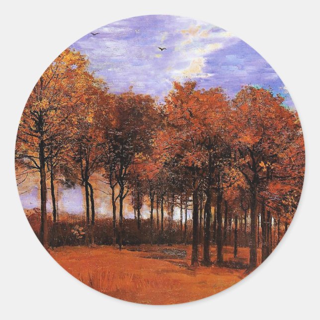 Sticker Rond Van Gogh - Paysage d'automne, (Devant)