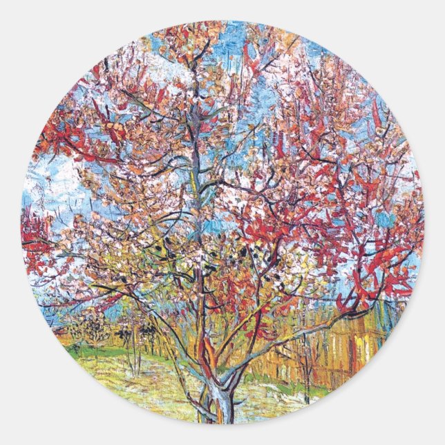 Sticker Rond Van Gogh - Peach Trees roses (Devant)