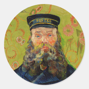 Sticker Rond Van Gogh Postman. Art de l'impressionnisme de port
