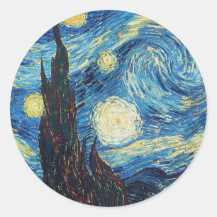 Sticker Rond Van Gogh Starry Classic Nuit Impressionnisme Art