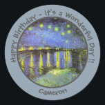 Sticker Rond van Gogh Starry Night Over the Rhone Party Objets<br><div class="desc">Tous nos produits sont fabriqués avec des images à grande échelle qui ont été soigneusement modifiées pour fournir la meilleure résolution,  couleur et détail possible.</div>