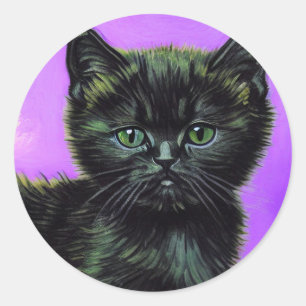 Sticker Rond Van Gogh Style Cat