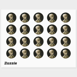 Sticker Rond Van Gogh - Tête de squelette
