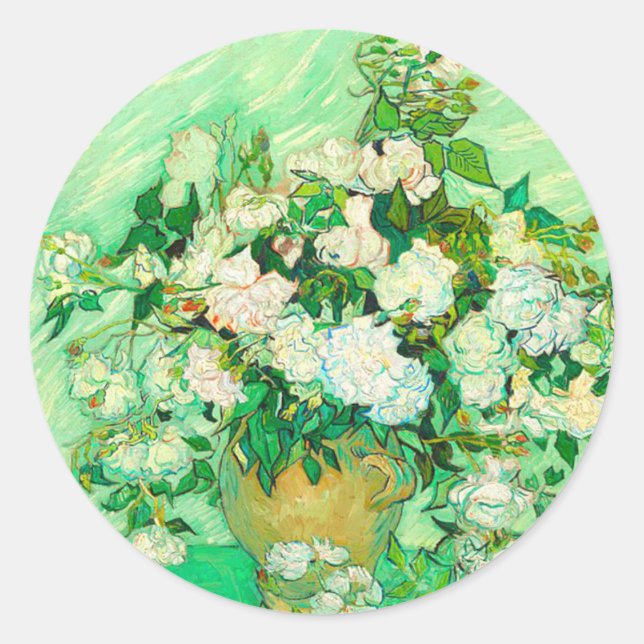 Sticker Rond Van Gogh White Roses (Devant)